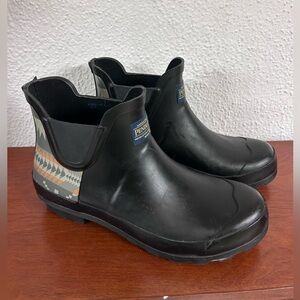 Pendleton Women’s Ankle Rain Boots Sz 10 Chelsea pattern RainBoot waterproof